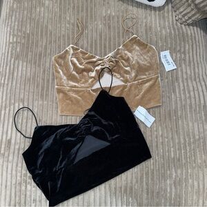 Bear Dance Velvet Crop Tops Set of 2 NWT, Y2K Vibe